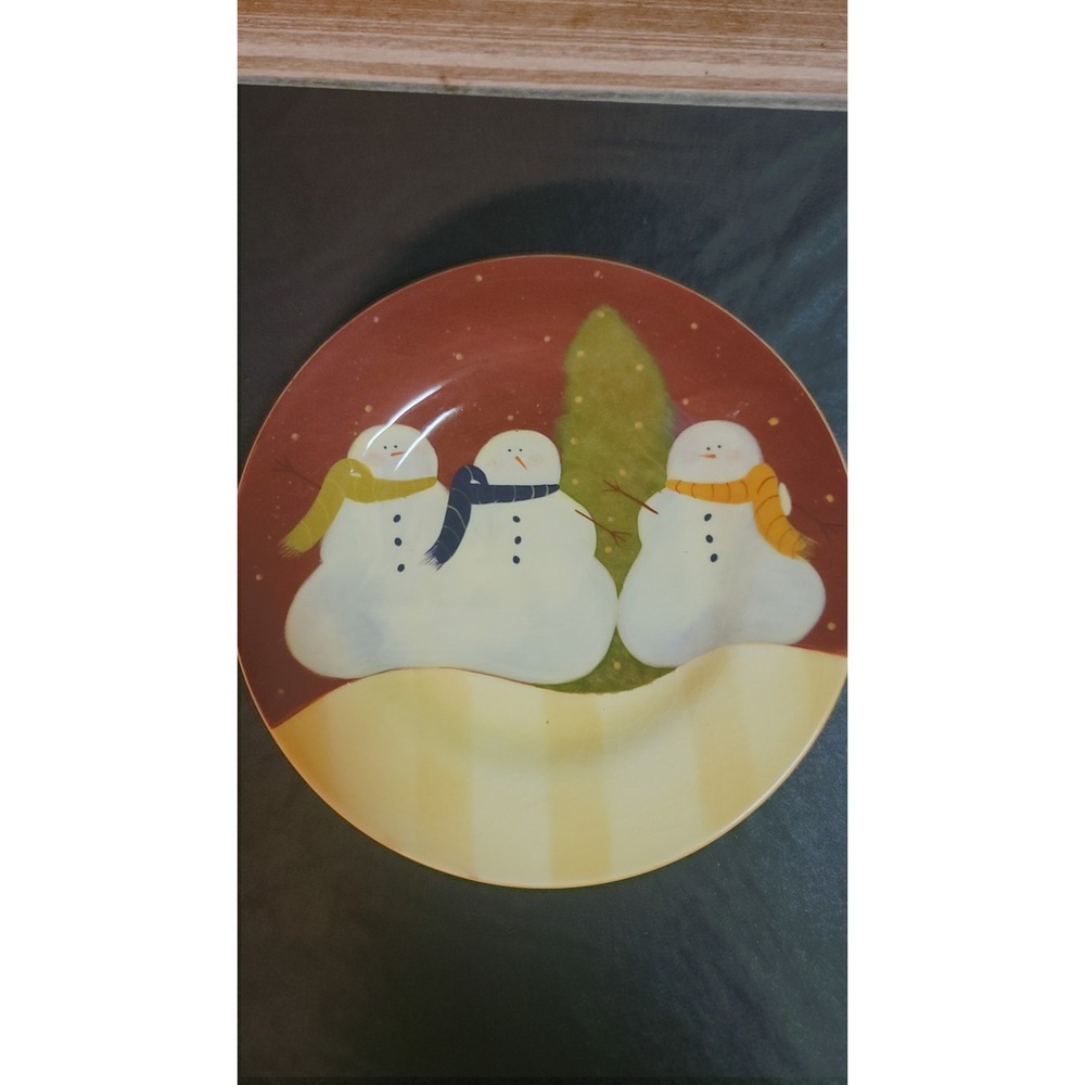 DEMDACO Winter Whimsy Snowman Plate Deb Hrabik 2004 Hand Painted 8" Christmas